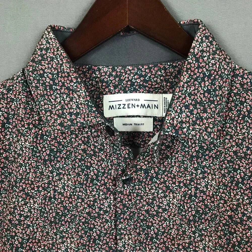 Mizzen + Main Leeward Trim Fit Long Sleeve Button Up Shirt Mens Size Medium M